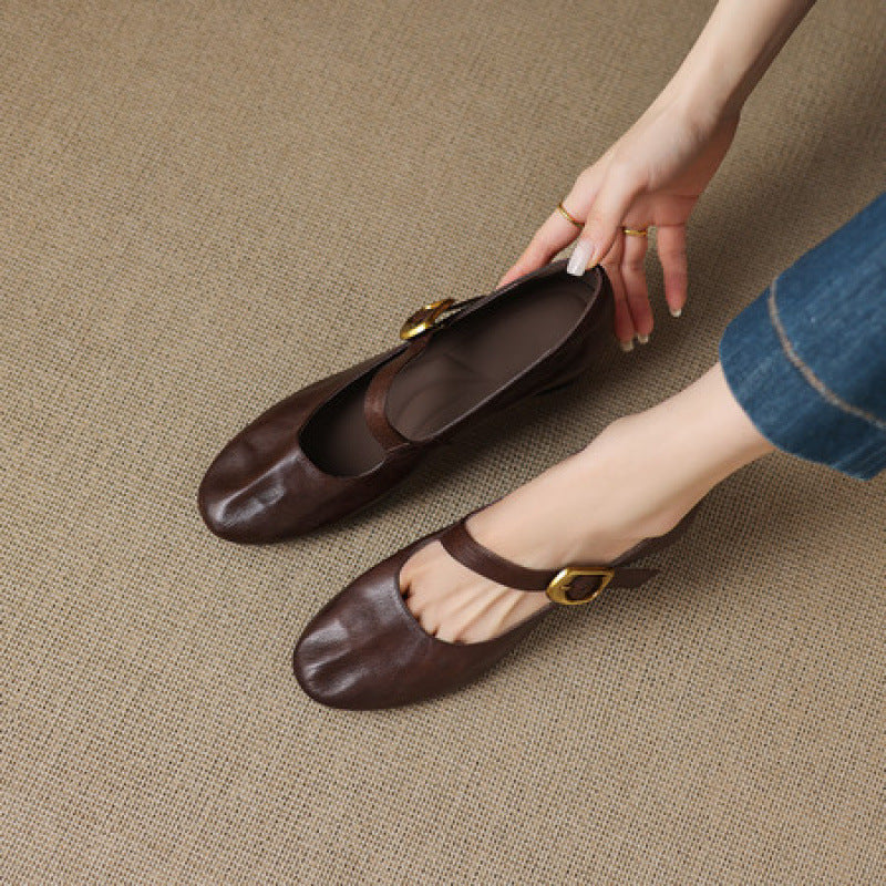 Ada | Round-Toe Buckle-Strap Mary Jane Flats