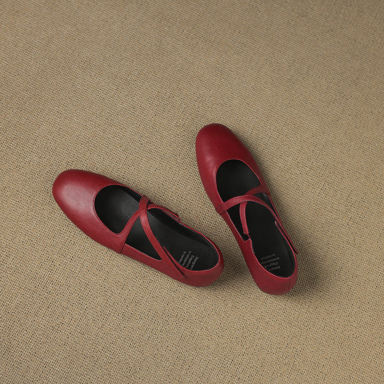 Elsie | Cross-Strap Round-Toe Ballet Flats