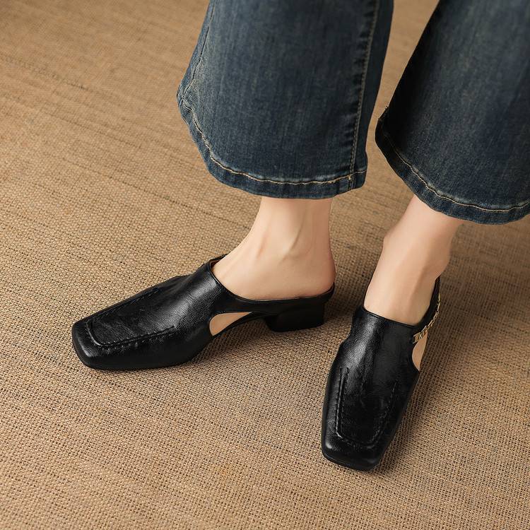 Prudence | Chain-Detail Backless Loafer Mules