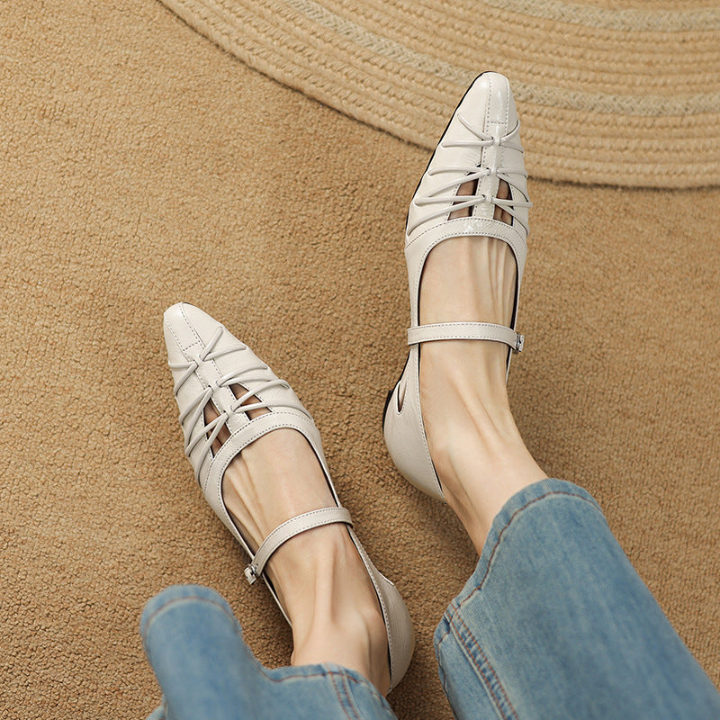 Adele | Pointed-Toe Cut-Out Mary Jane Flats