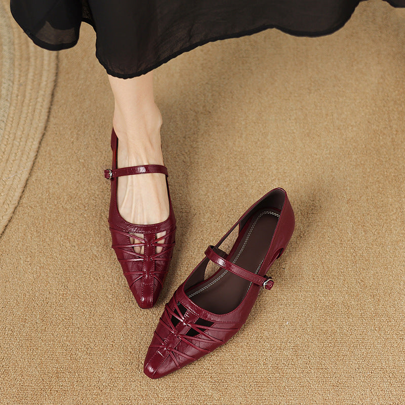 Adele | Pointed-Toe Cut-Out Mary Jane Flats