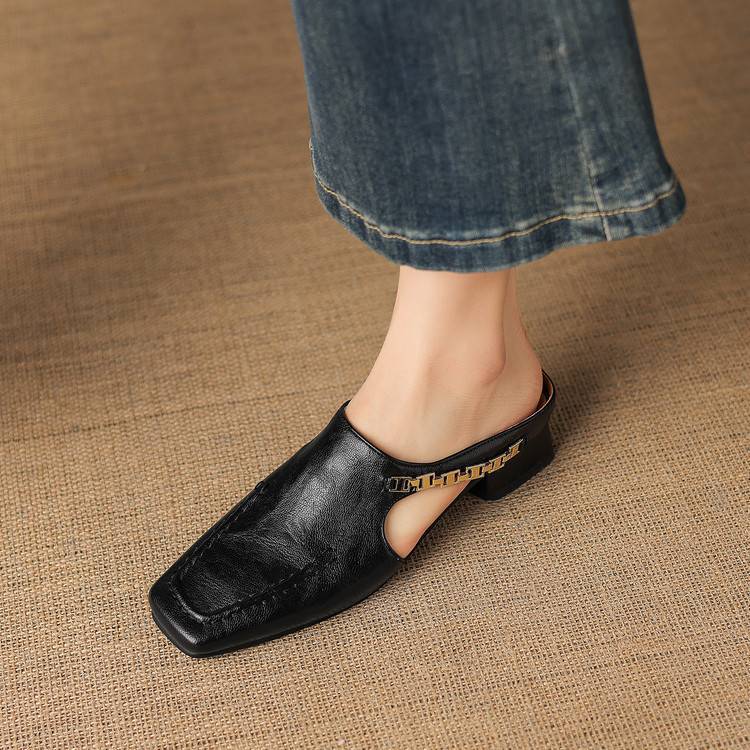 Prudence | Chain-Detail Backless Loafer Mules