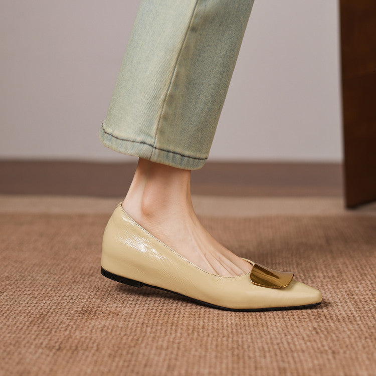 Simone | Gold-Buckle Pointed-Toe Flats