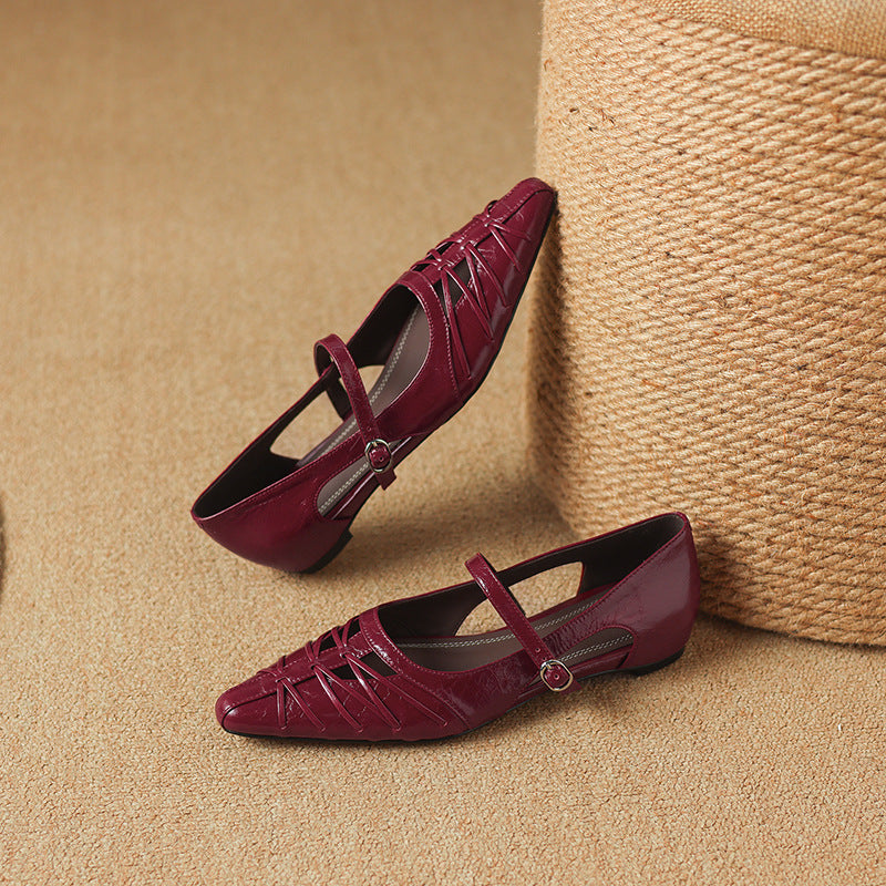 Adele | Pointed-Toe Cut-Out Mary Jane Flats