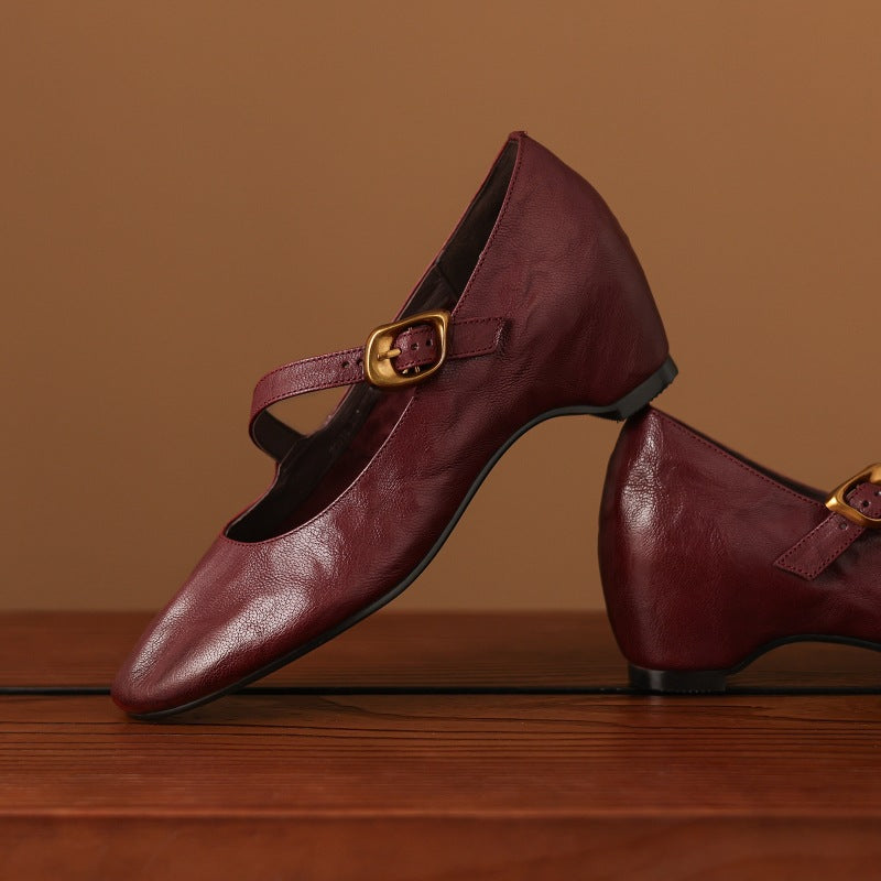 Ada | Round-Toe Buckle-Strap Mary Jane Flats