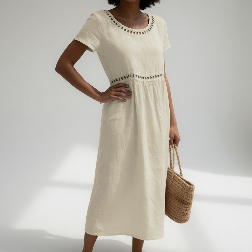 Livia | Linen Blend Embroidered Dress