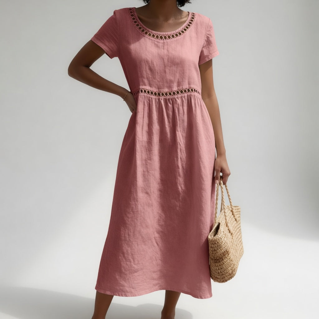 Livia | Linen Blend Embroidered Dress