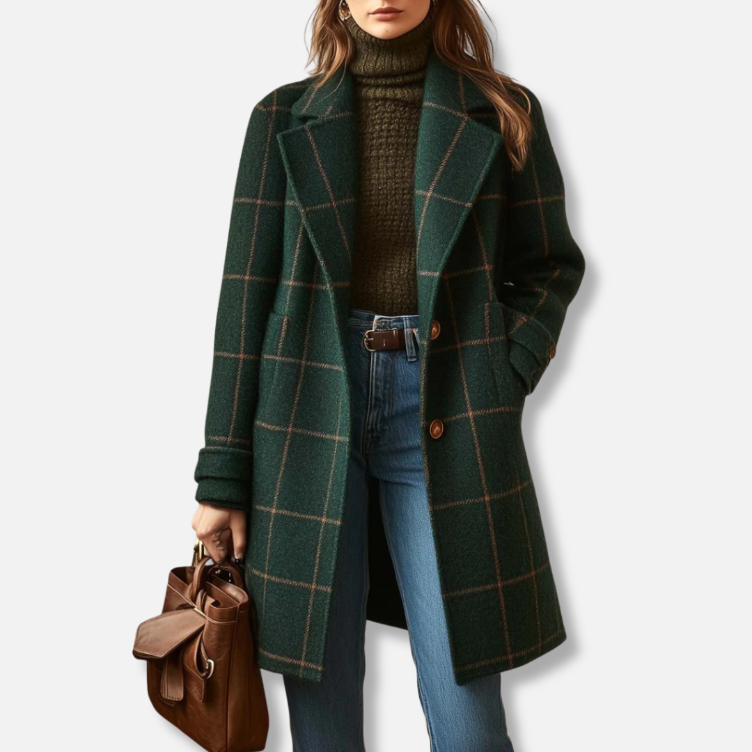Elowen | Plaid Wool-Blend Long Coat
