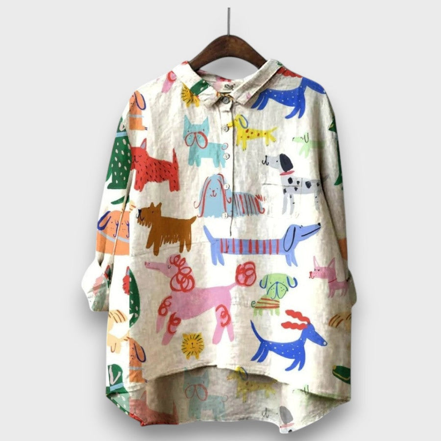 Lunora – Blouse with Playful Animal Print