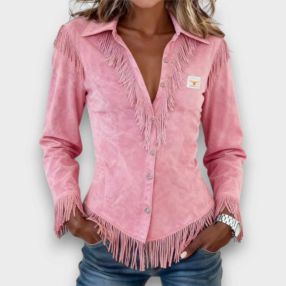Rosella – Fringe Button-Up Blouse