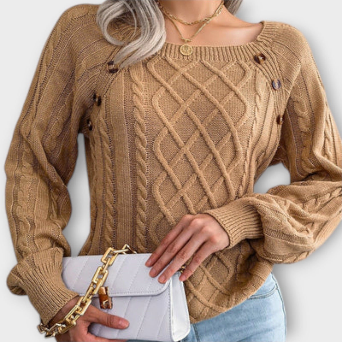 Naelle – Knitted Sweater with Buttons