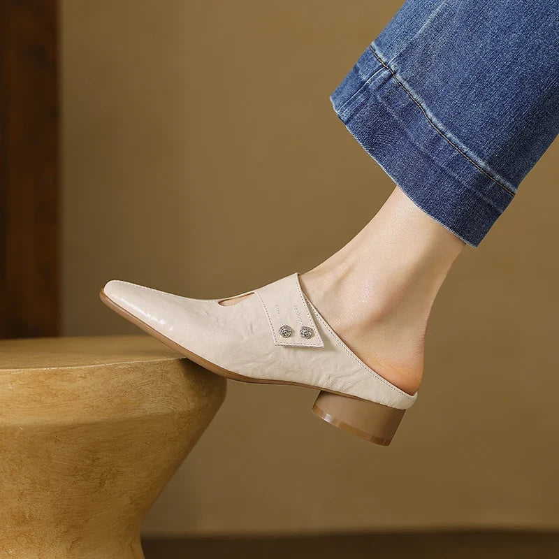 Hilda | Pointed-Toe Cut-Out Block-Heel Mules