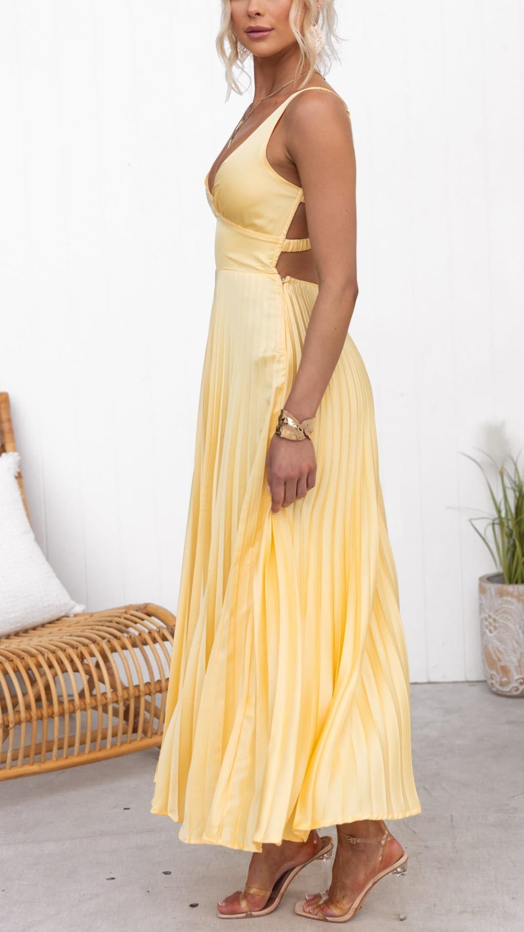 Stella & Grace™ | Pleated V-Neck Maxi Dress