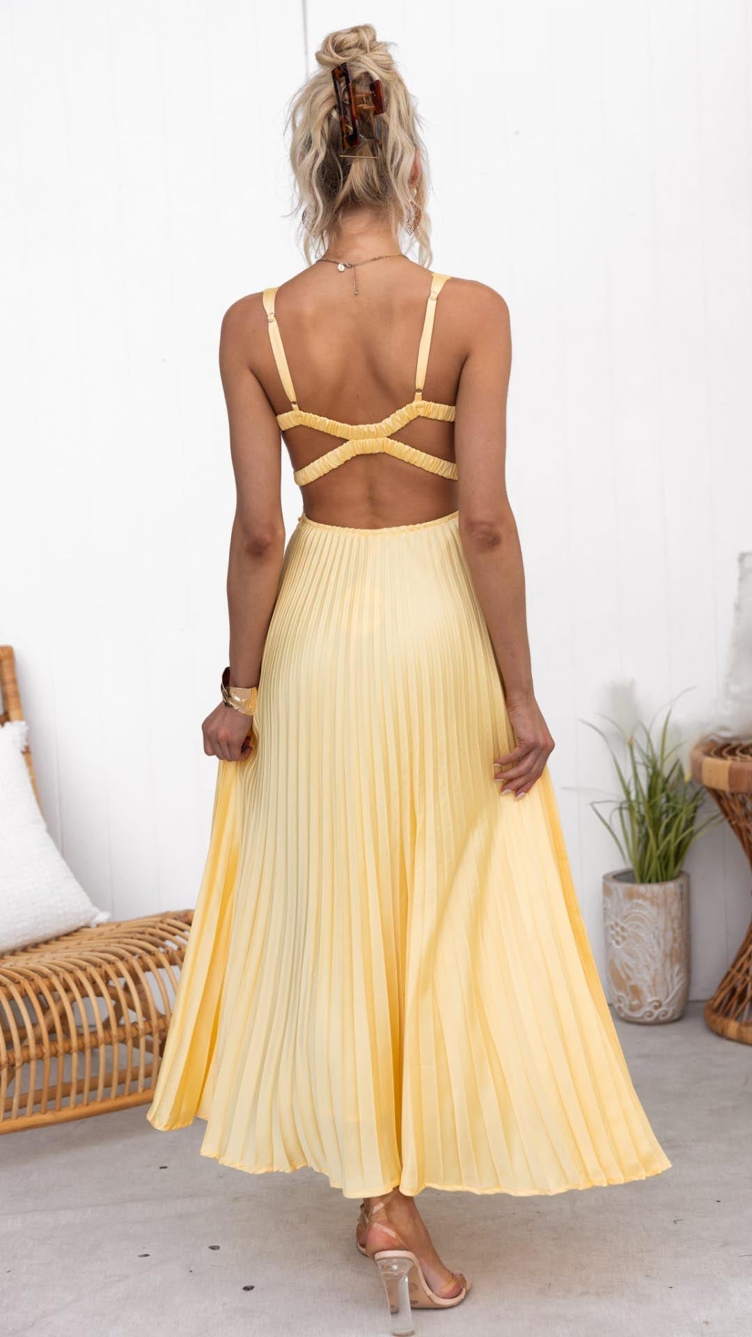 Stella & Grace™ | Pleated V-Neck Maxi Dress