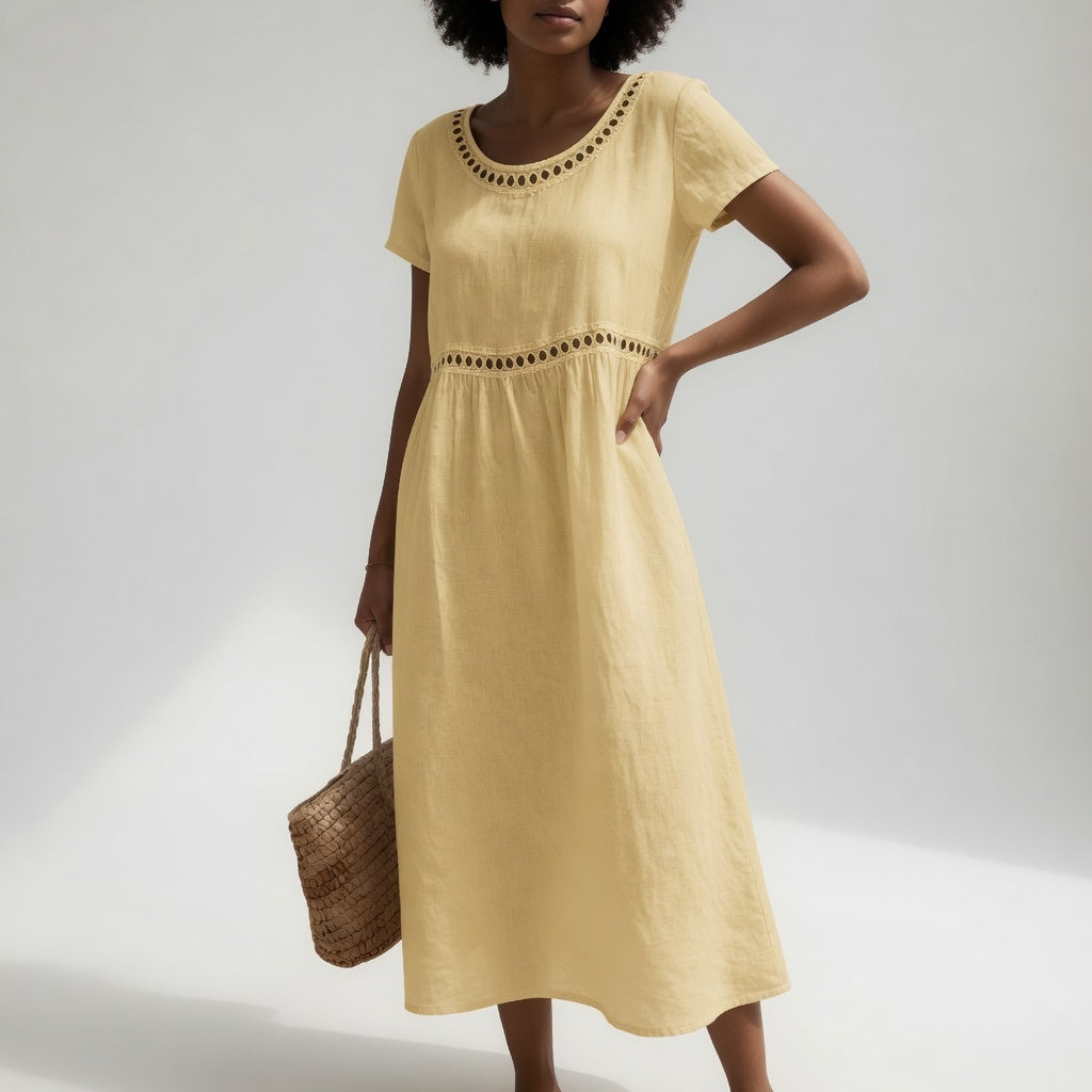 Livia | Linen Blend Embroidered Dress