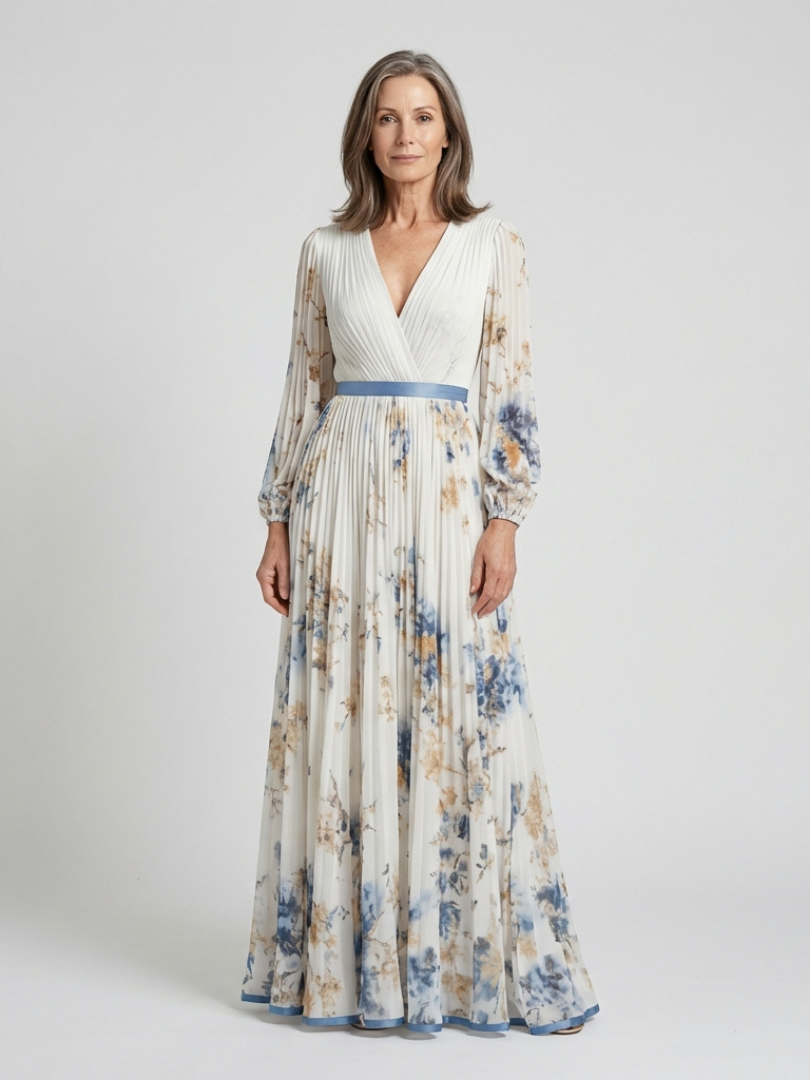 Stella & Grace™ | Long Sleeve V Neck Floral Maxi Dress