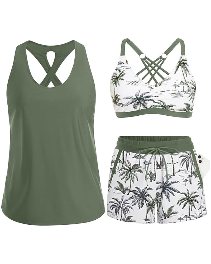 Maren | 3-Piece Tankini, Bikini & Cover-Up Set