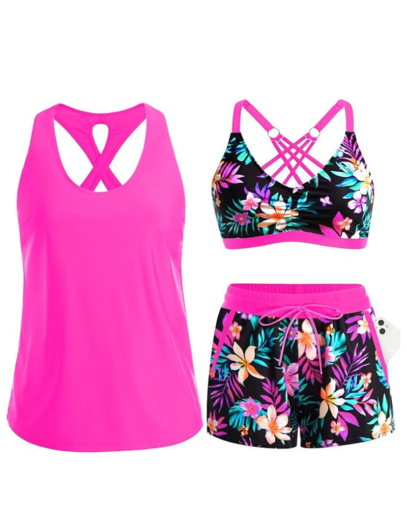 Maren | 3-Piece Tankini, Bikini & Cover-Up Set