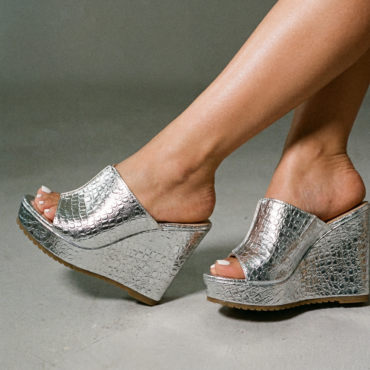 Elara | Luxe Shine Wedge Sandals