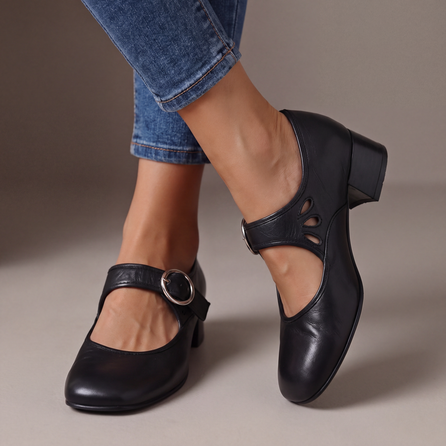 Dorothea | Round-Toe Buckle Block-Heel Mary Janes