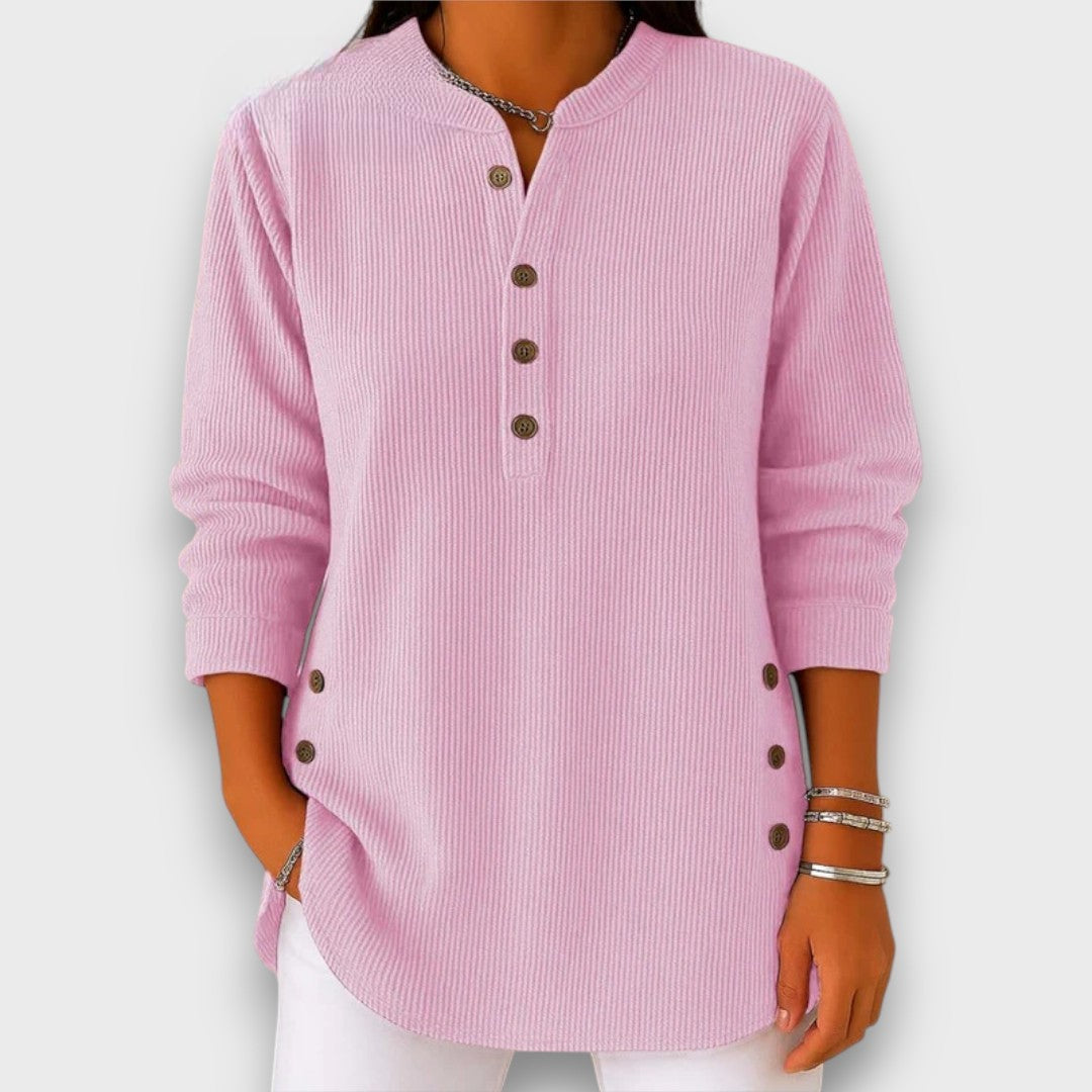 Rhenley – Cozy Button-Detail Knit Pullover