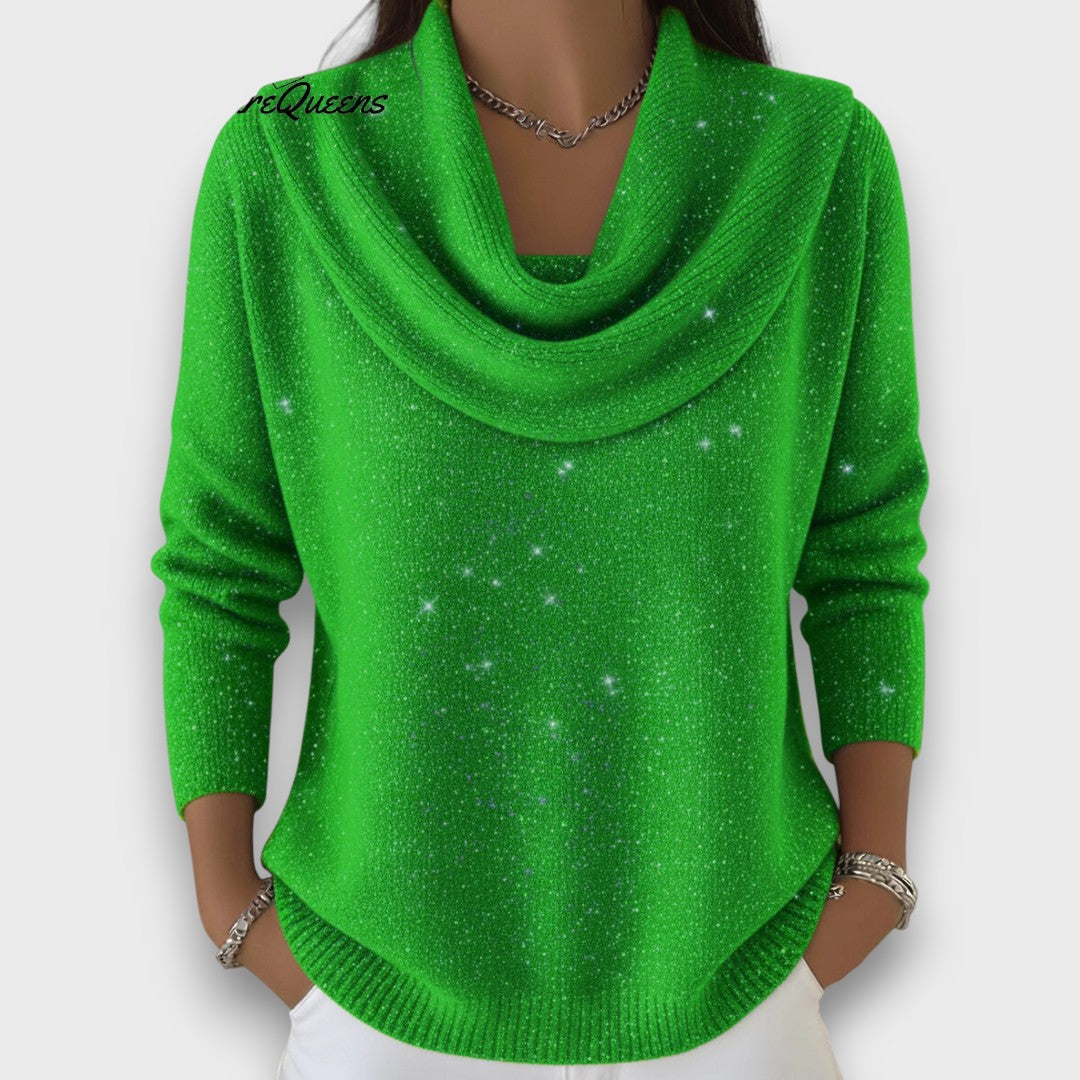 Aurelyn – Shimmer Soft-Drape Knit Sweater