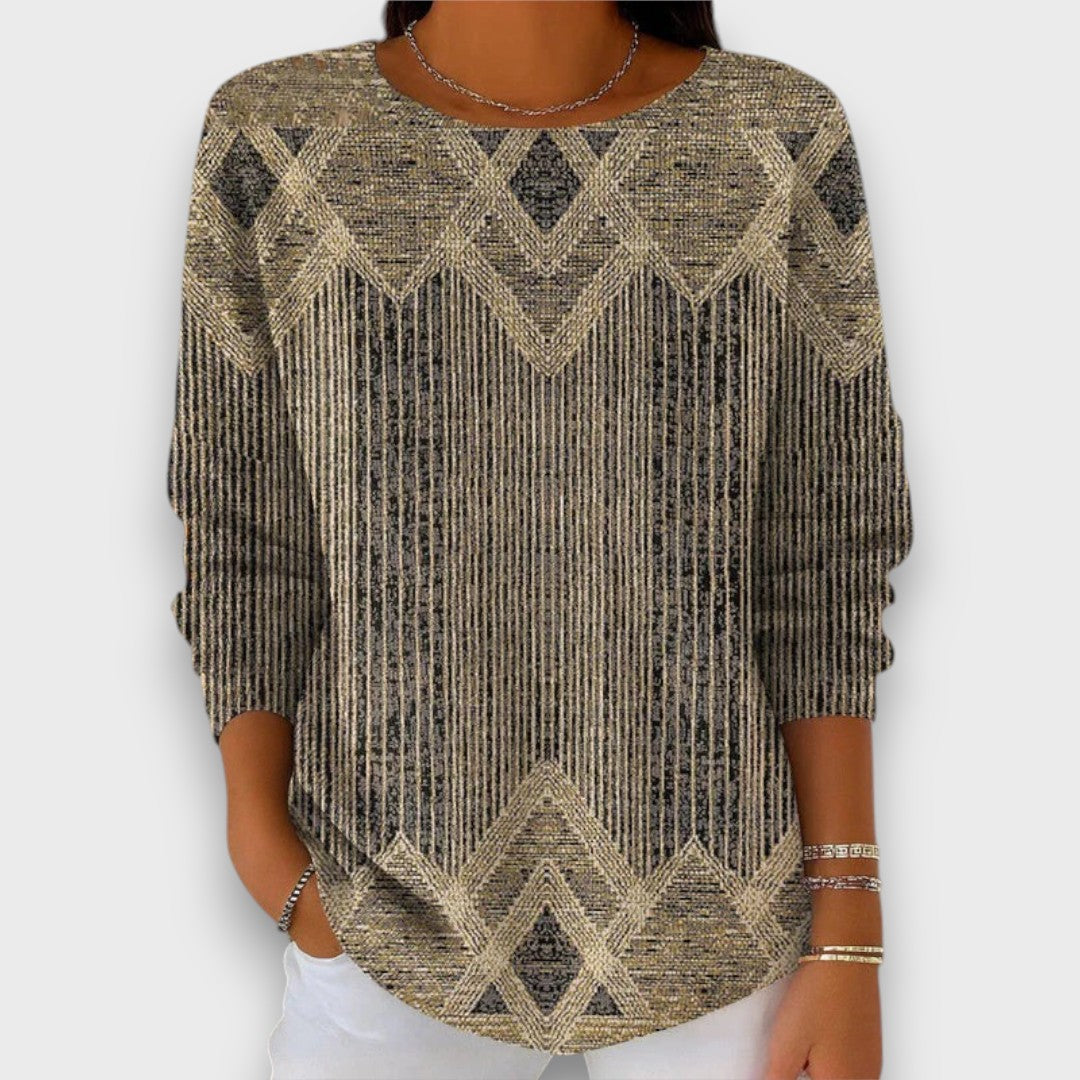 Elayne – Vintage-Inspired Geometric Knit Top