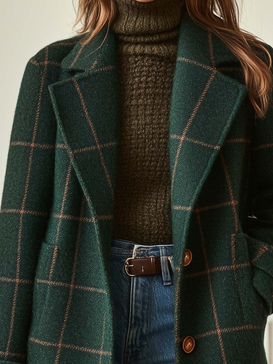 Elowen | Plaid Wool-Blend Long Coat