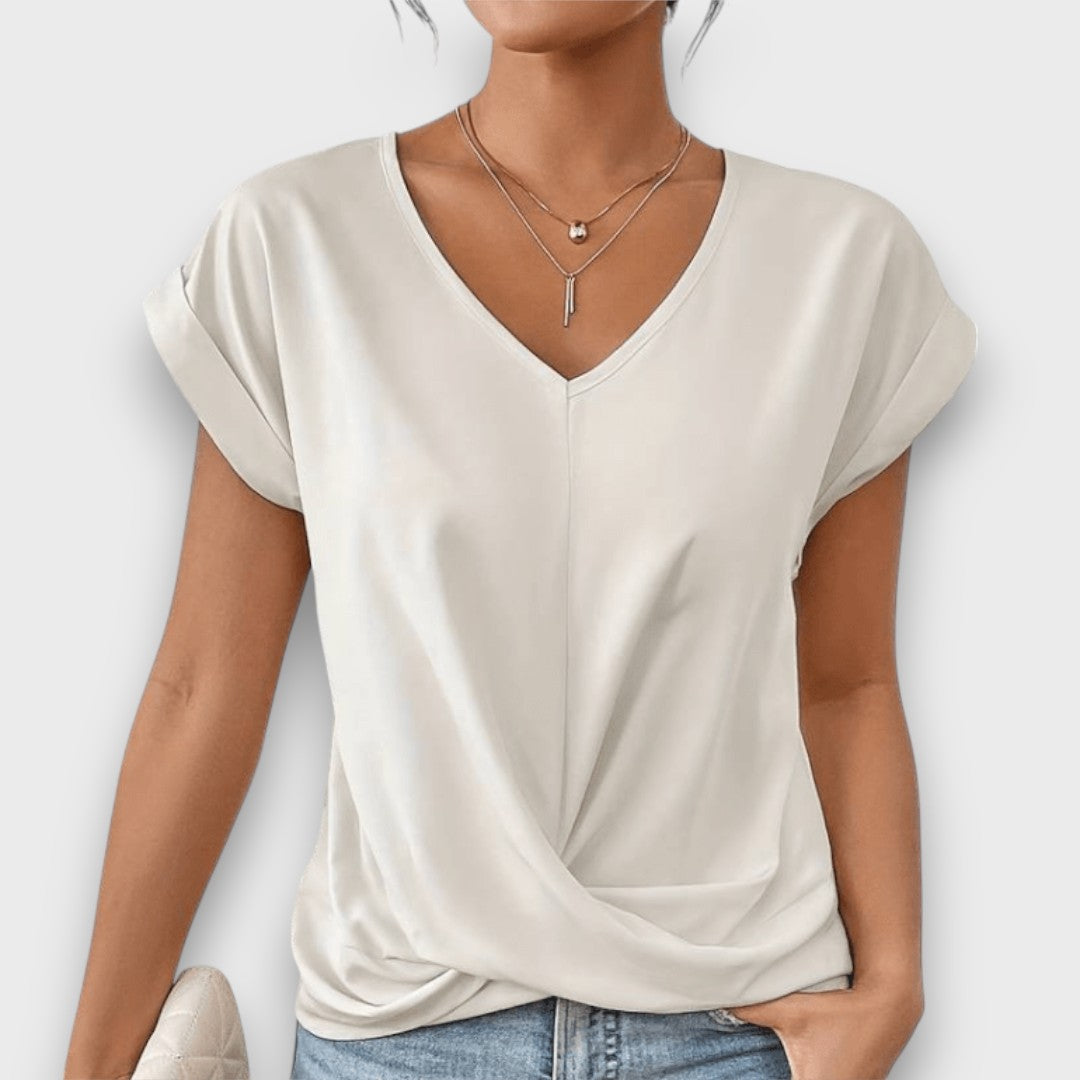 Serelis – Feminine V-Neck Top with Gentle Draping