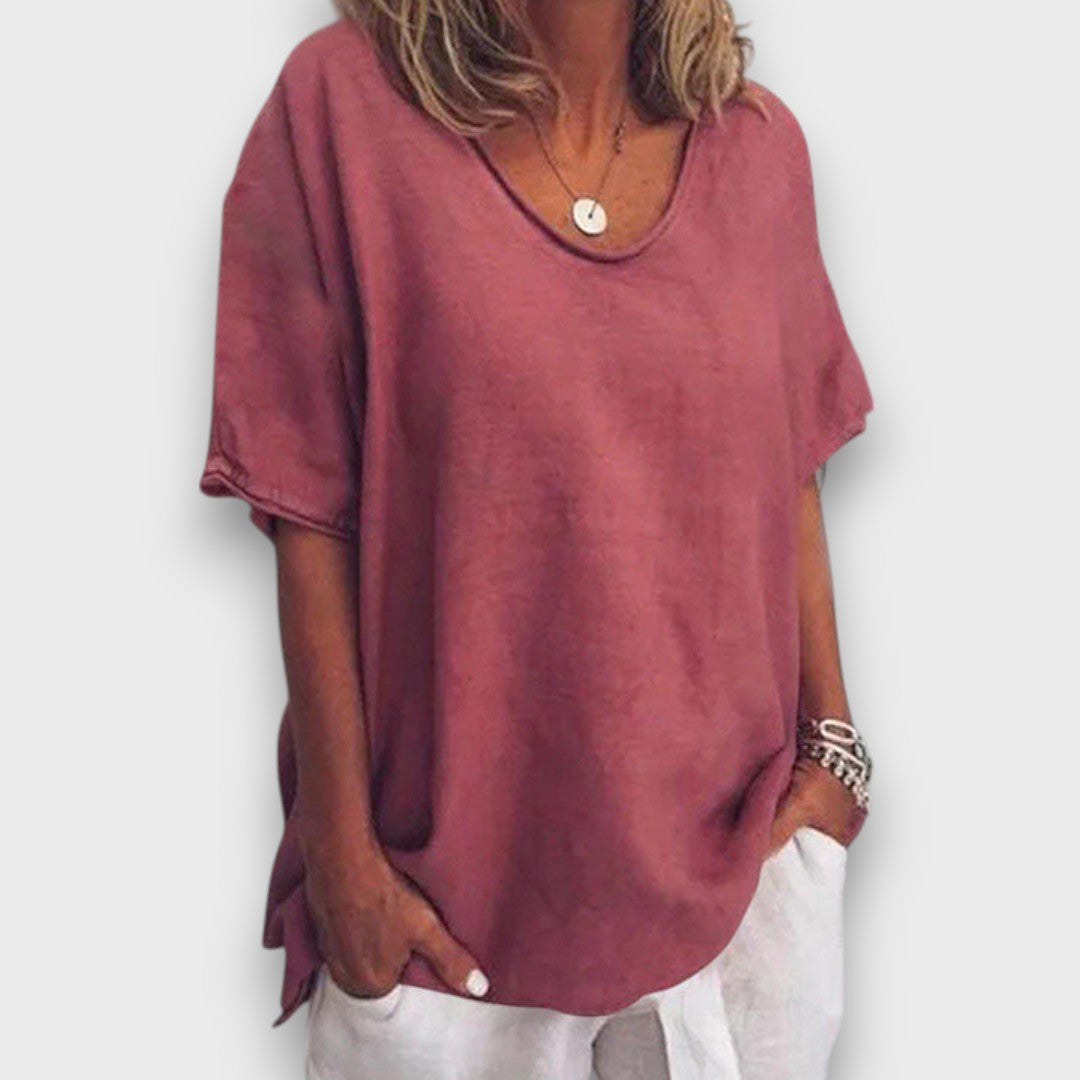 Marvia – Relaxed Oversized Shirt with Round Neckline