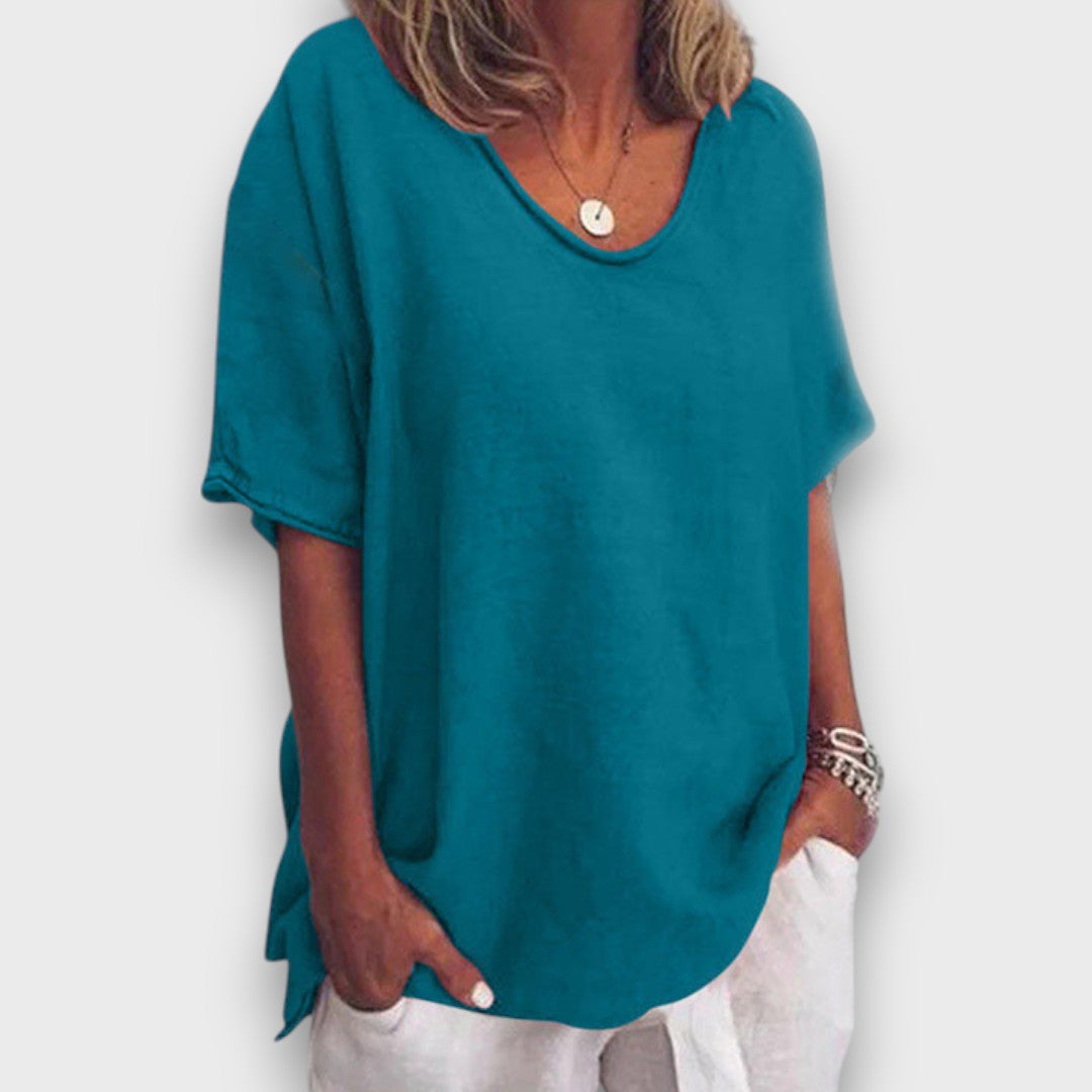 Marvia – Relaxed Oversized Shirt with Round Neckline