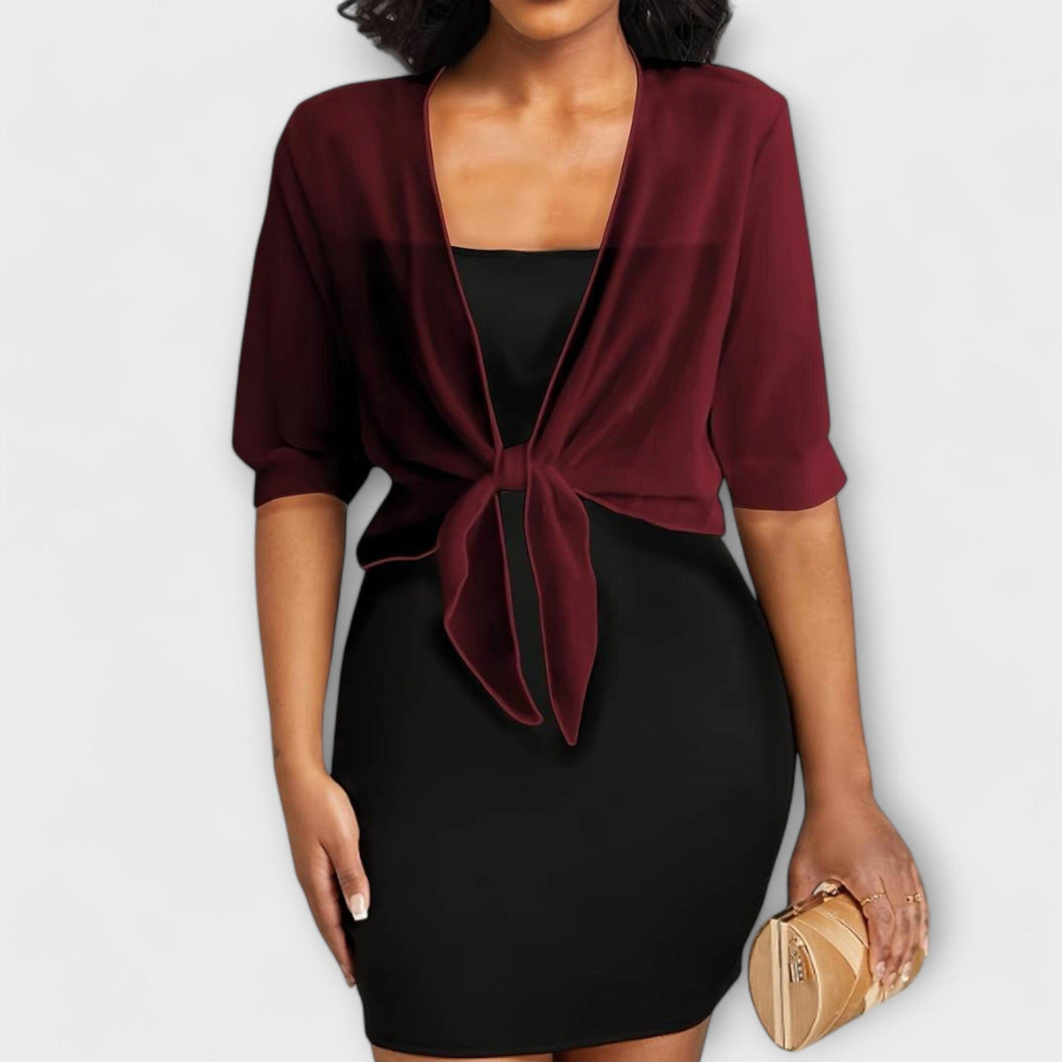Olivienne – Open-Front Chiffon Blouse