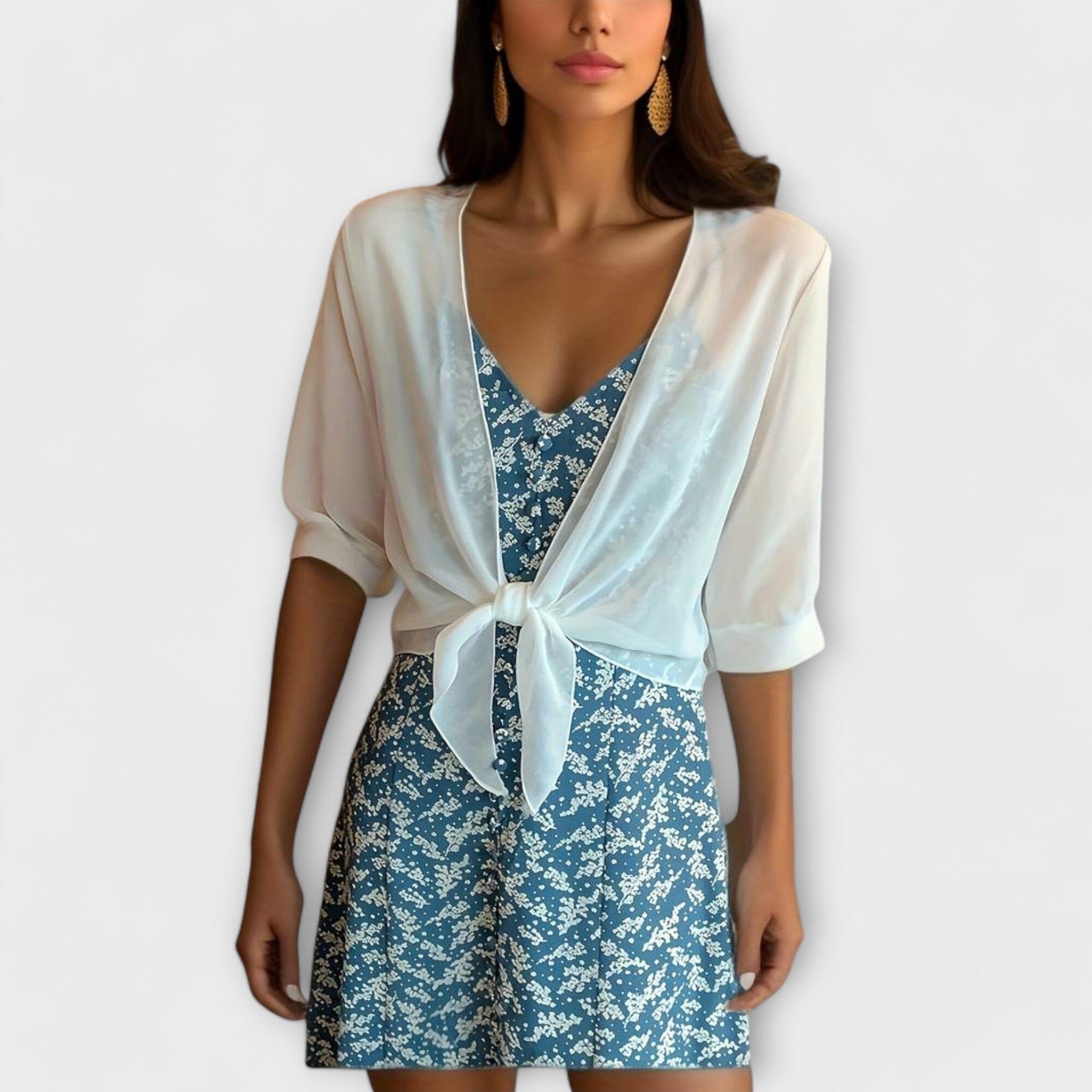Olivienne – Open-Front Chiffon Blouse