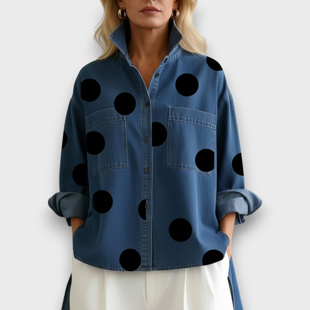 Elvaran – Polka Dot Denim Shirt