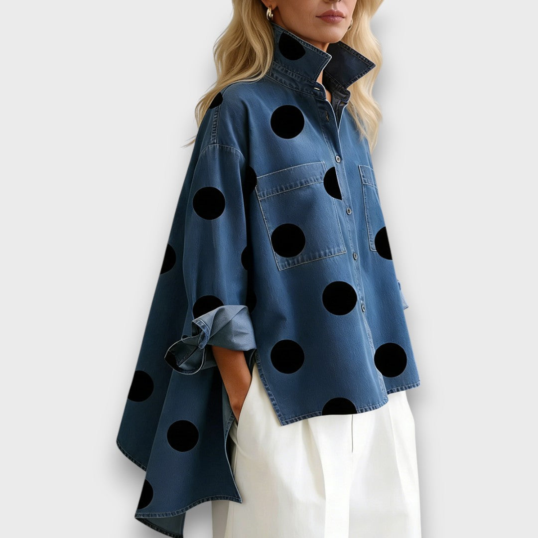 Elvaran – Polka Dot Denim Shirt
