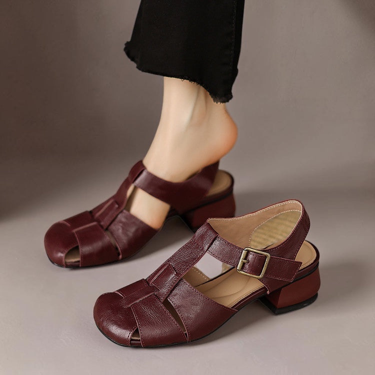 Carmen | Woven Closed-Toe Block-Heel Sandals