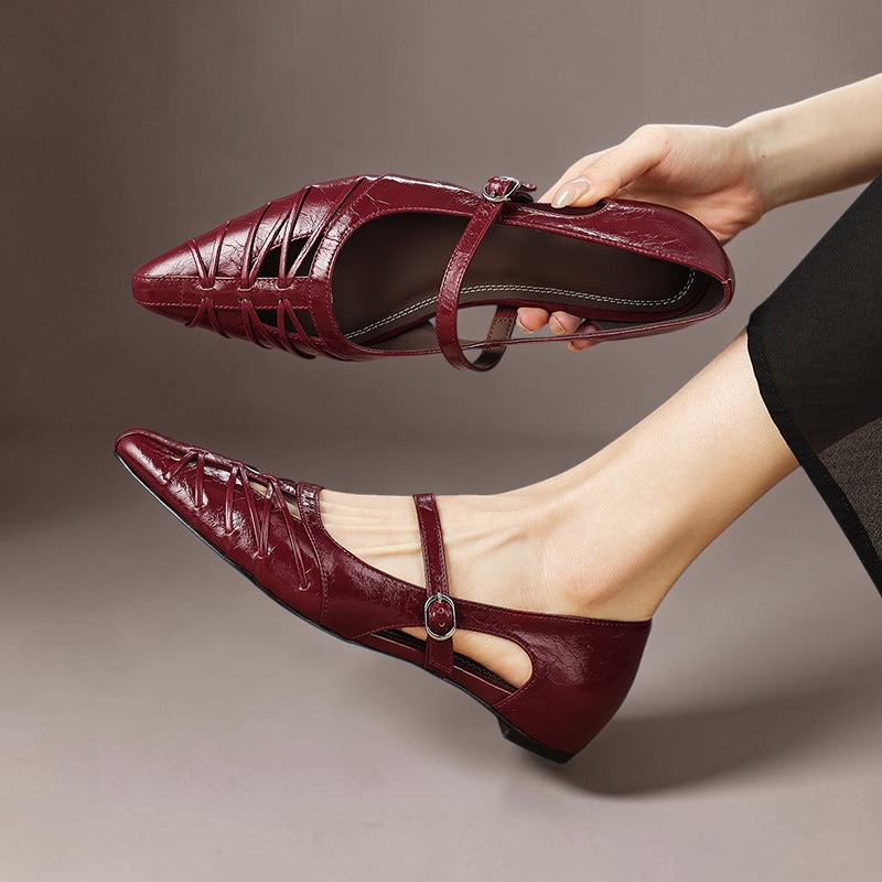 Adele | Pointed-Toe Cut-Out Mary Jane Flats