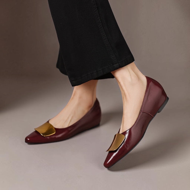 Simone | Gold-Buckle Pointed-Toe Flats