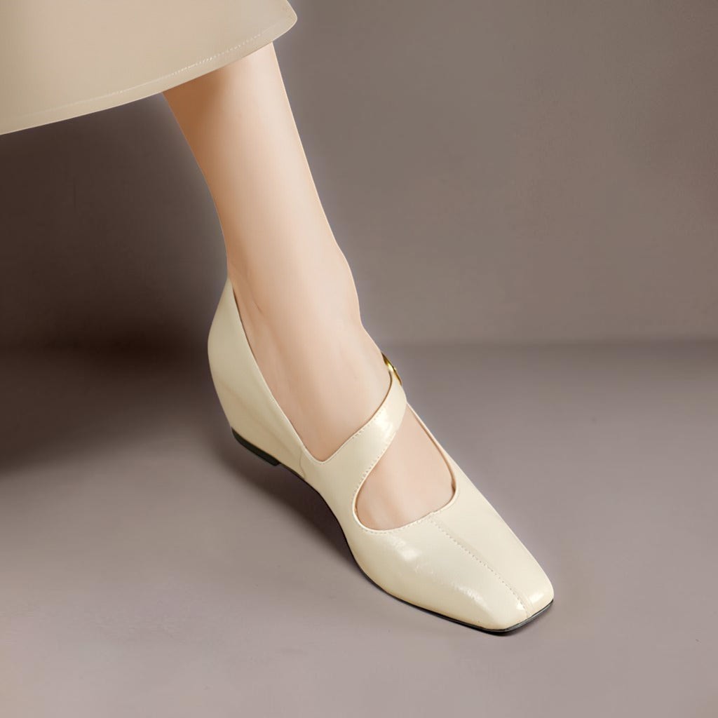Hattie | Square-Toe Buckle Mary Jane Wedges