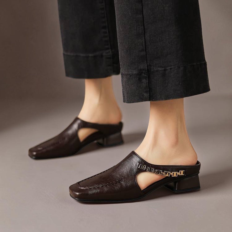 Prudence | Chain-Detail Backless Loafer Mules