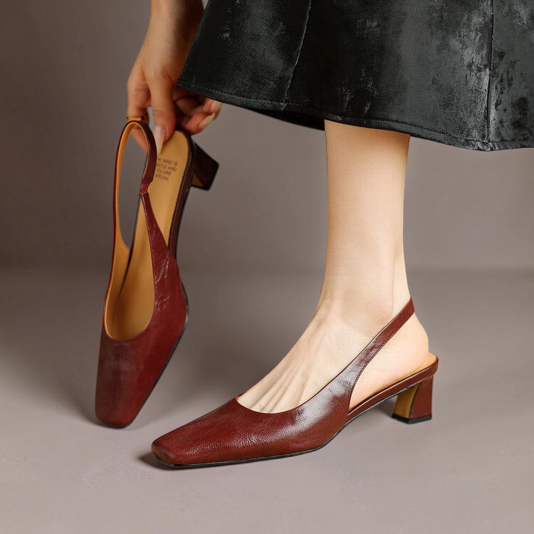 Viola | Block-Heel Slingback Court Shoes
