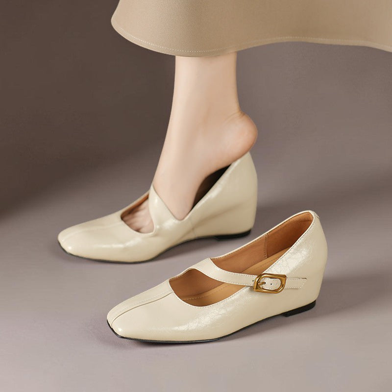 Hattie | Square-Toe Buckle Mary Jane Wedges