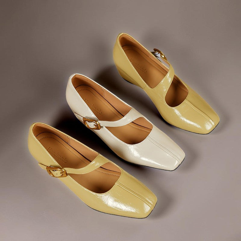 Hattie | Square-Toe Buckle Mary Jane Wedges
