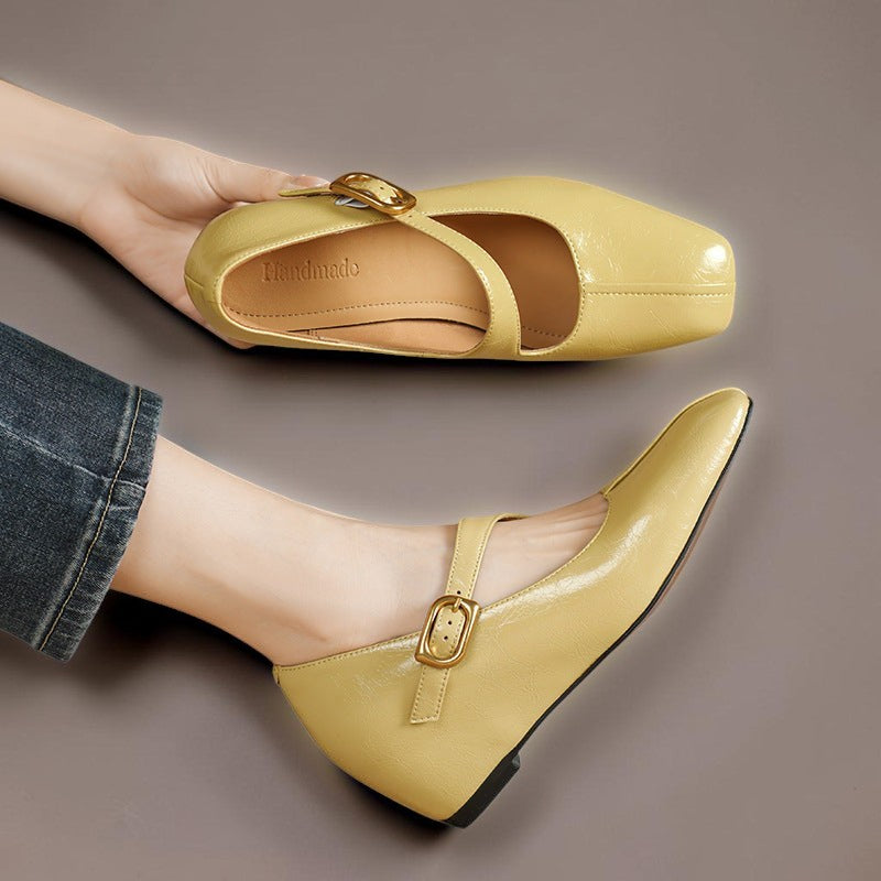 Hattie | Square-Toe Buckle Mary Jane Wedges